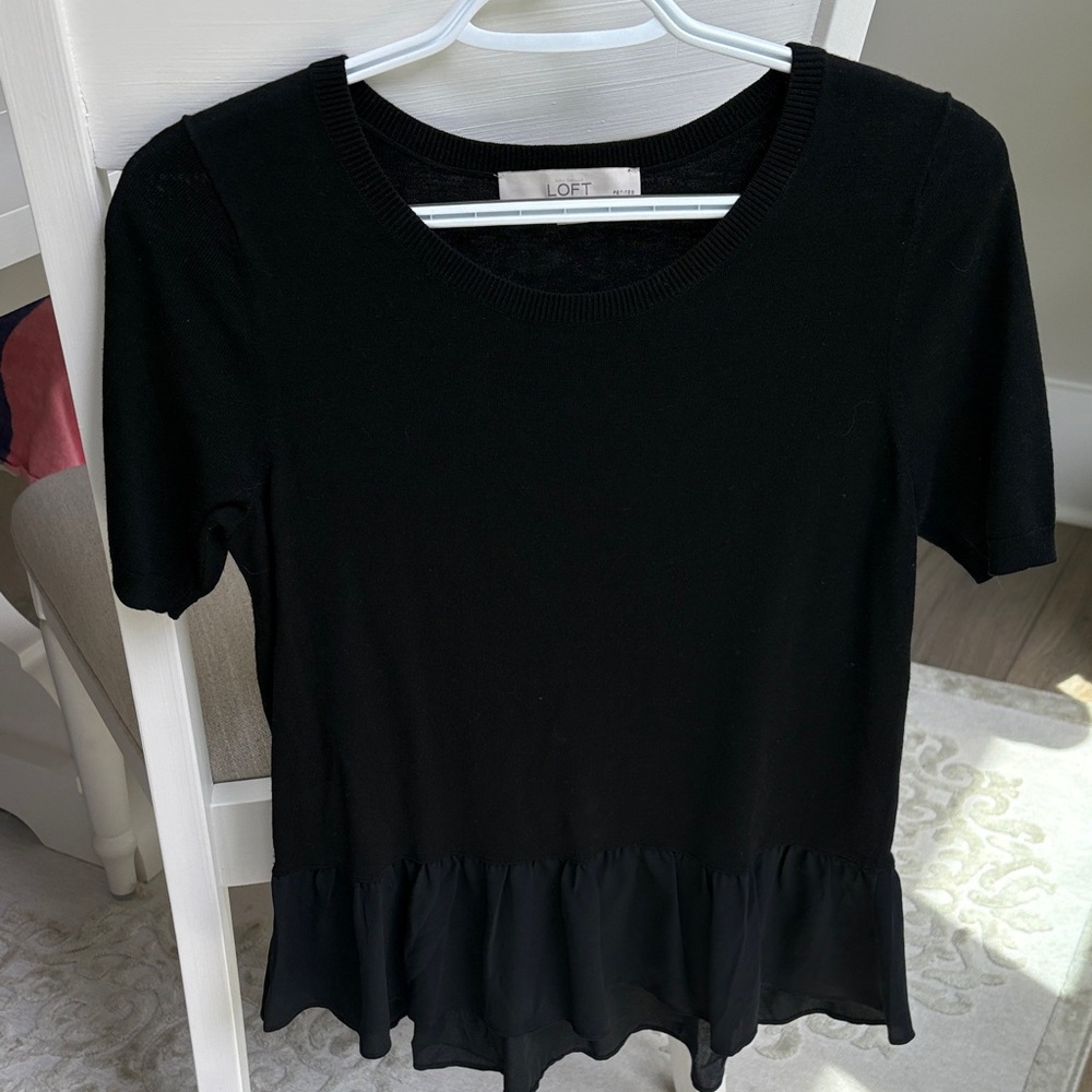 LOFT Elegant Black Peplum Blouse